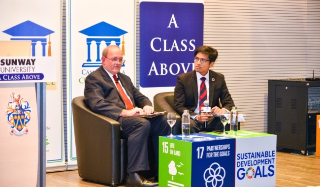 A shot of a speaker at our Campus with a Conscience series at Sunway University