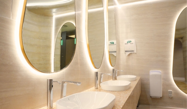 Close-up shots of mall’s new toilets