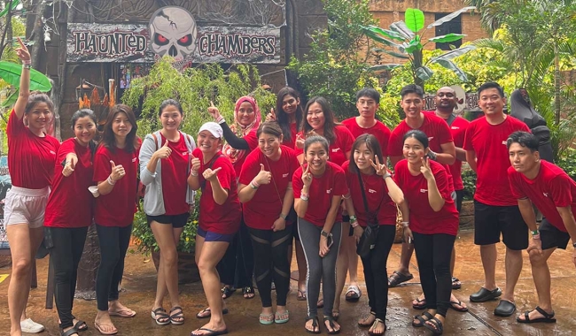 A group photo taken at the Lost World of Tambun during teambuilding day.