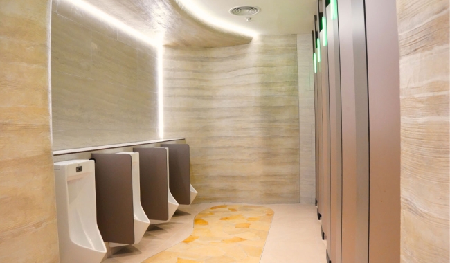 Close-up shots of mall’s new toilets